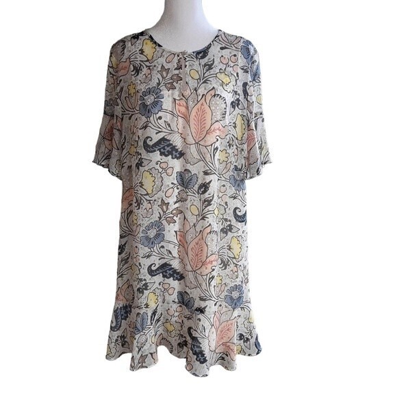 LOFT Floral Dress Knee Length Flutter‎ Sleeve Size M - Picture 1 of 11